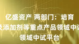 亿盛资产 两部门：培育食品及添加剂等重点产品领域中试平台